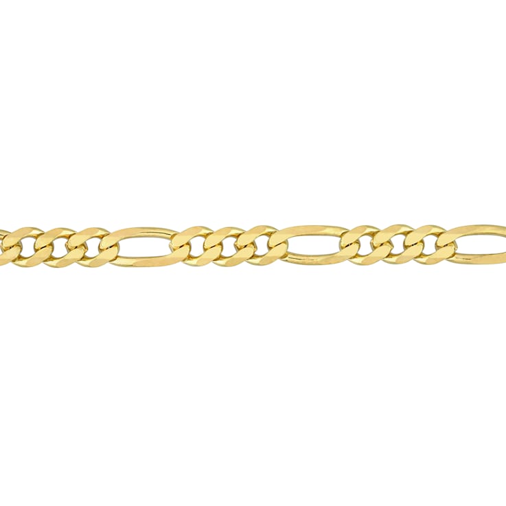 5.5MM Figaro Chain Bracelet in 18K Yellow Gold Over Sterling Silver