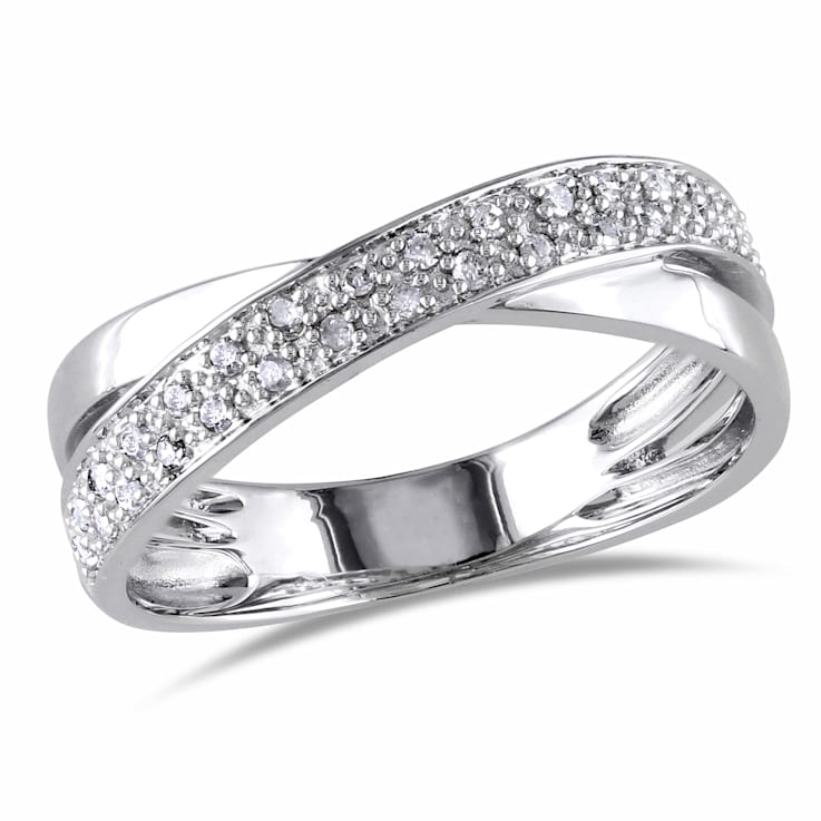 1/6 CT TW Diamond Crossover Ring in Sterling Silver