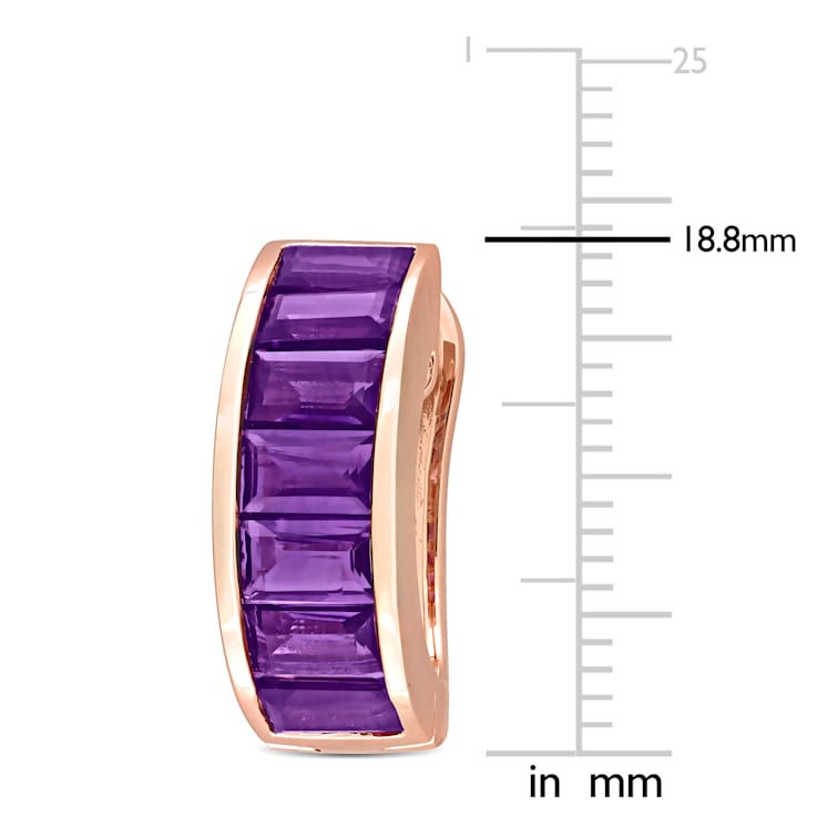 3 5/8 CT TGW Amethyst Hoop Earrings in Rose Plated Sterling Silver