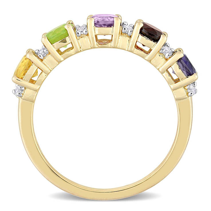 1 2/5 CTW Multi-Gemstone Anniversary Band Ring in Yellow Gold Plated
Sterling Silver