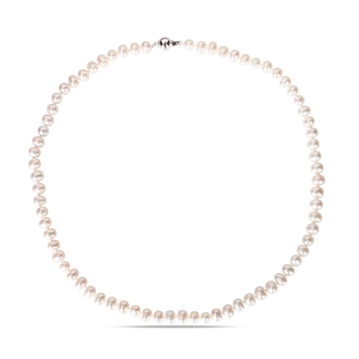 6 - 7 MM Cultured Freshwater Pearl 20" Strand with Sterling Silver
Ball Clasp