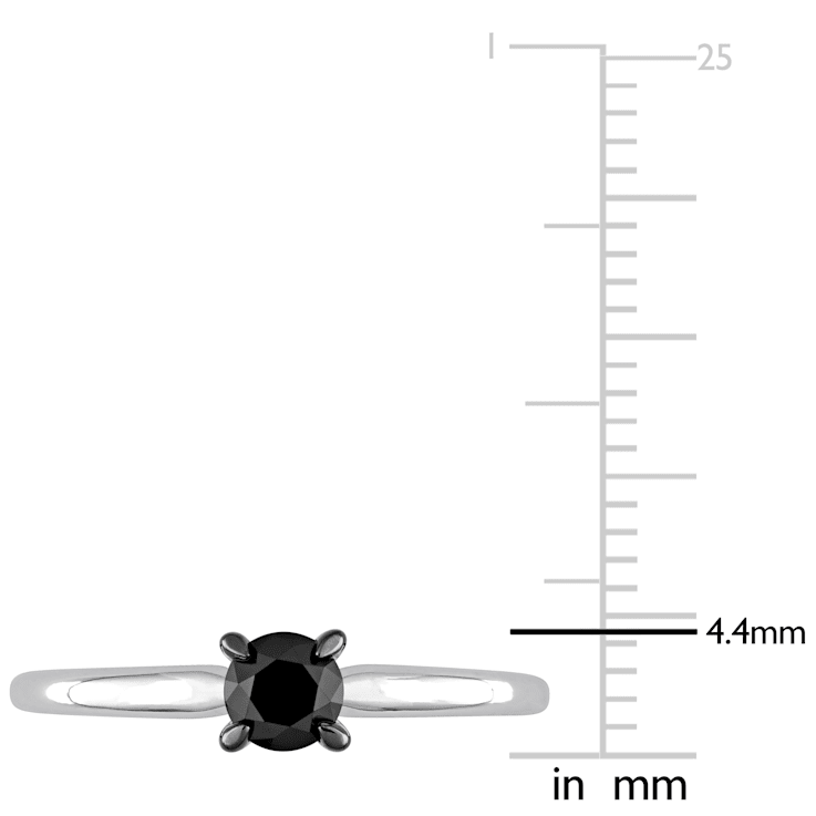 1/2 ct TW Black Diamond Solitaire Engagement Ring in 14K White Gold