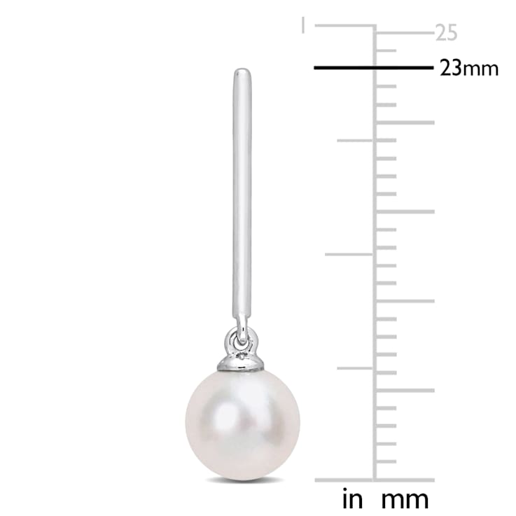 6-6.5MM Freshwater Cultured Pearl Dangle Earrings in 10K White Gold