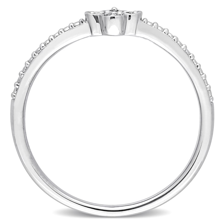 Diamond Accent Floral Promise Ring in Sterling Silver
