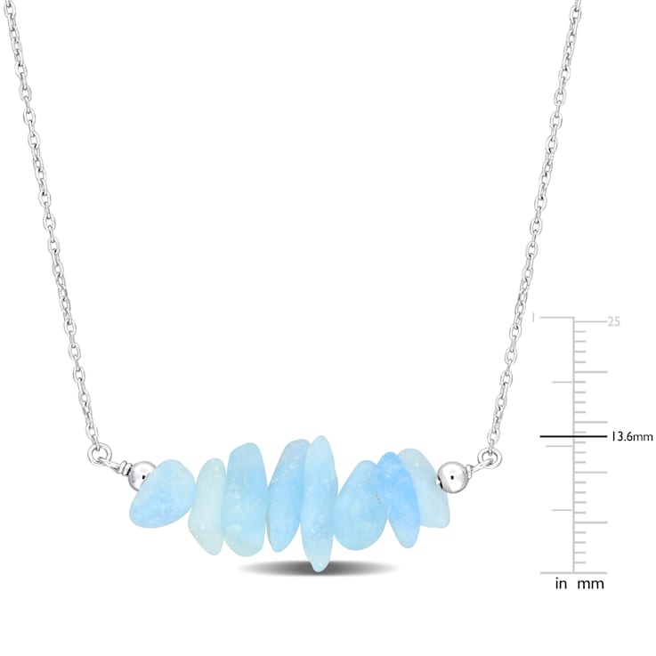 1 CT TGW Aquamarine Bead Necklace in Sterling Silver