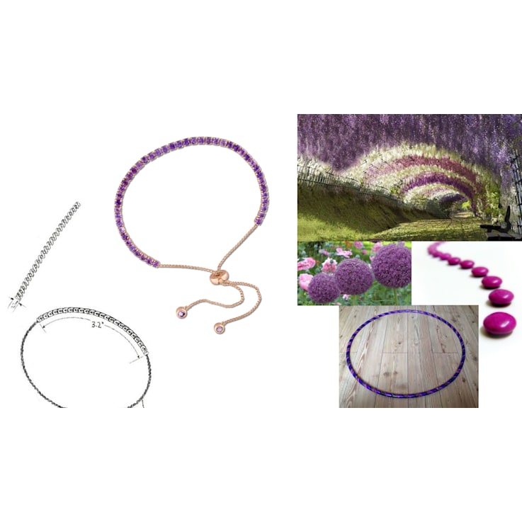 Amethyst Tassel Bolo Bracelet in 18K Rose Gold Over Sterling Silver