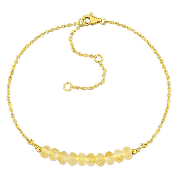 7/8 CT TGW Citrine Bead Bar Bracelet in Yellow Plated Sterling Silver