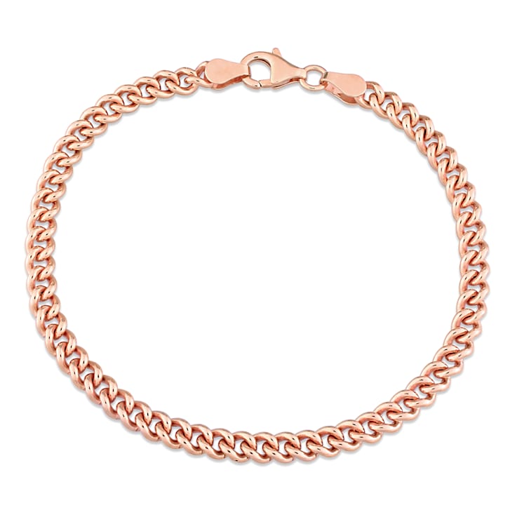 4.4MM Curb Link Chain Bracelet in 18K Rose Gold Over Sterling Silver