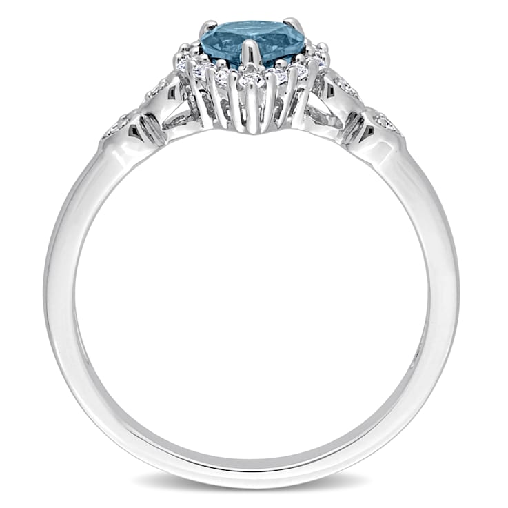 5/8 CTW London Blue Topaz and Diamond Accent Promise Ring in Sterling Silver