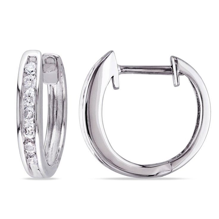 1/4 CT TW Diamond Hoop Earrings in 10k White Gold