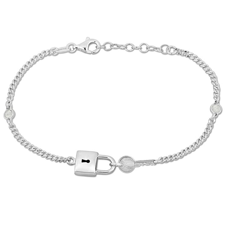 Lock and Key Curblink Chain Bracelet in Sterling Silver
