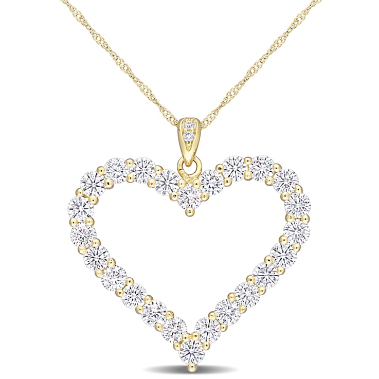 2 2/5 CT DEW Created Moissanite Heart Pendant with Chain in Yellow
Plated Sterling Silver