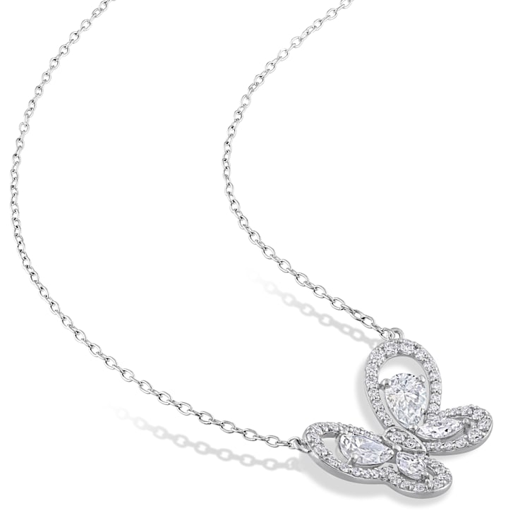 1 3/4 CT DEW Created Moissanite Butterfly Necklace in Sterling Silver