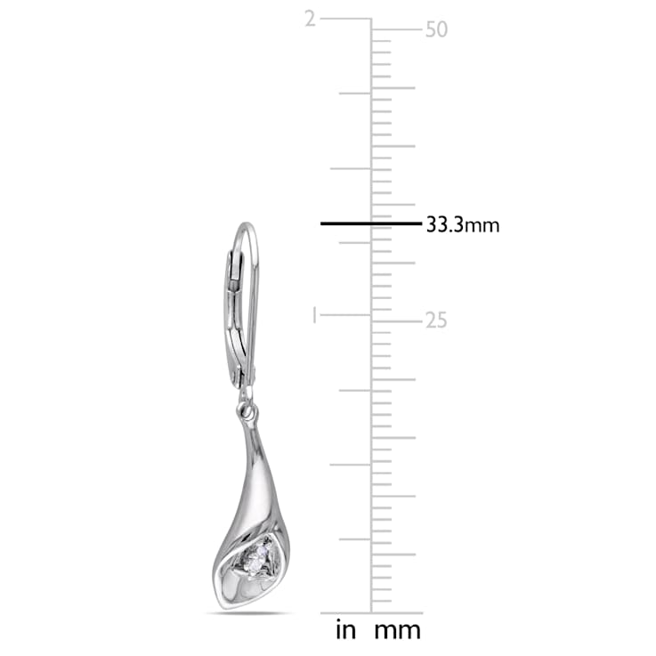 Diamond Calla Lily Leverback Earrings in Sterling Silver