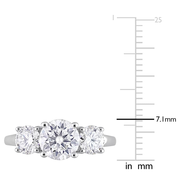 2 1/4 CT DEW Created Moissanite Three-Stone Engagement Ring in Sterling Silver