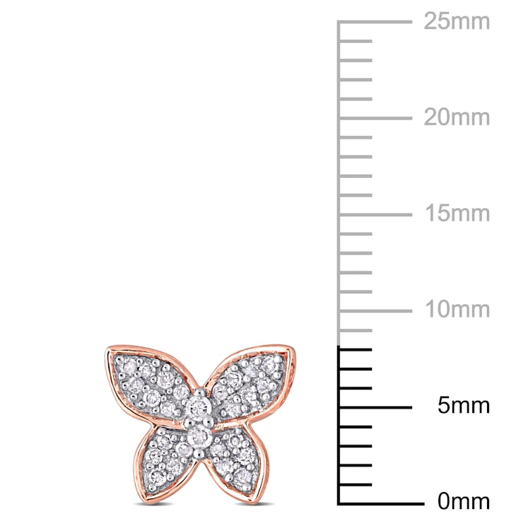 1/5 CT TDW Diamond Butterfly Stud Earrings in 10k Rose Gold