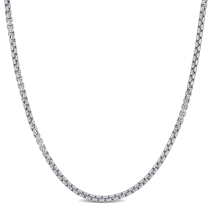 Fancy Box Link Chain Necklace in 14k White Gold, 20 in