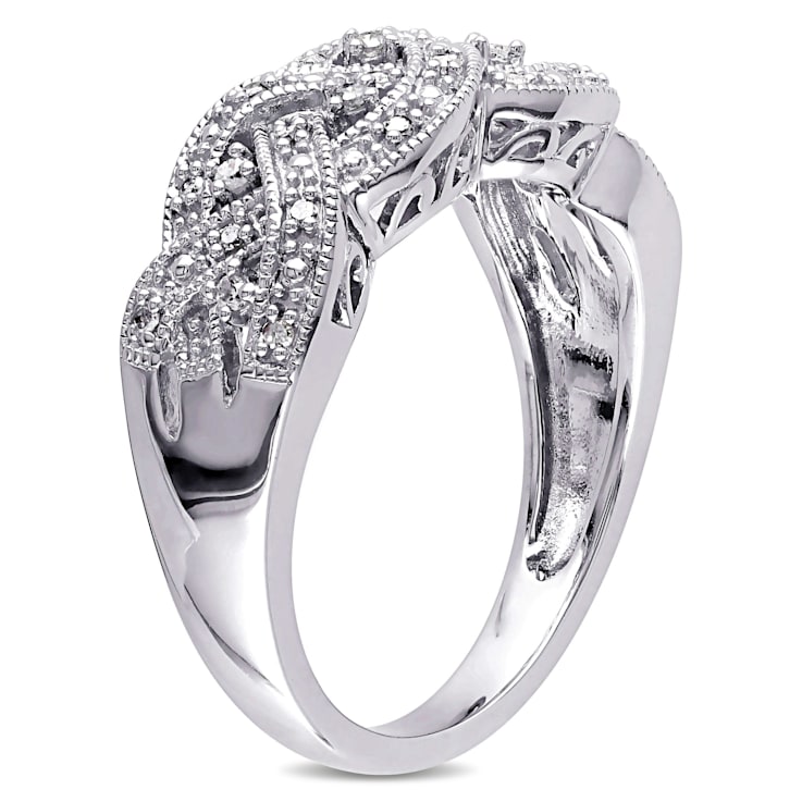 1/8 CT TW Braided Diamond Ring in Sterling Silver