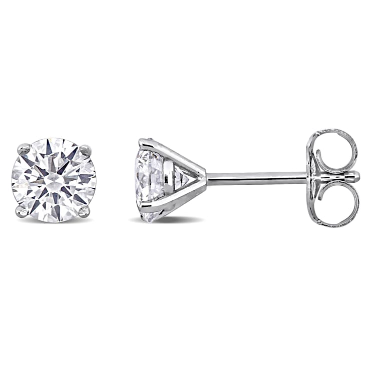 1 CT TW Lab-Grown Diamond Martini Style Stud Earrings in 14K White Gold