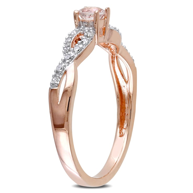 1/6 CT TGW Morganite and 1/10 CT TW Diamond Infinity Ring in 18K Rose
Gold Over Sterling Silver