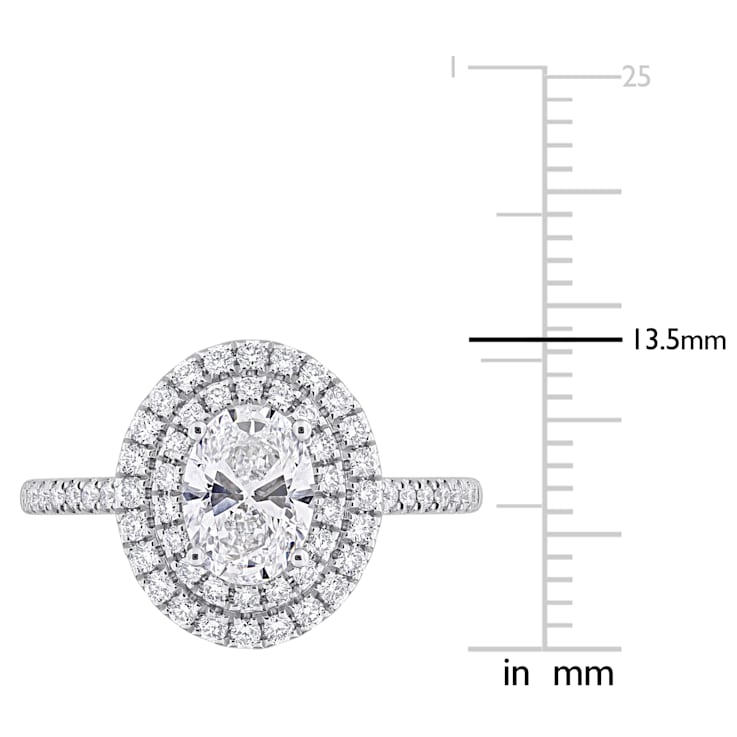 1 1/2 CT TW Lab-Grown Diamond Halo Ring in 14K White Gold
