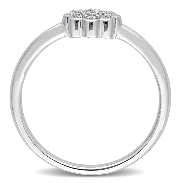 0.06 CT TW Diamond Floral Band in Sterling Silver