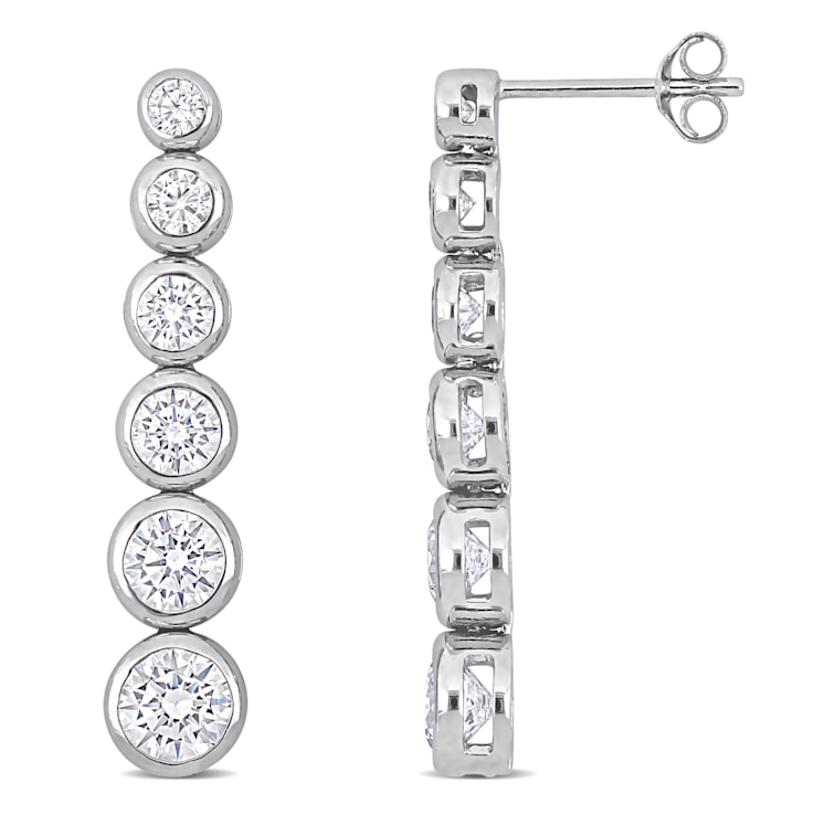 4 3/4 CT TGW Cubic Zirconia Graduated Dangle Earrings in Sterling Silver