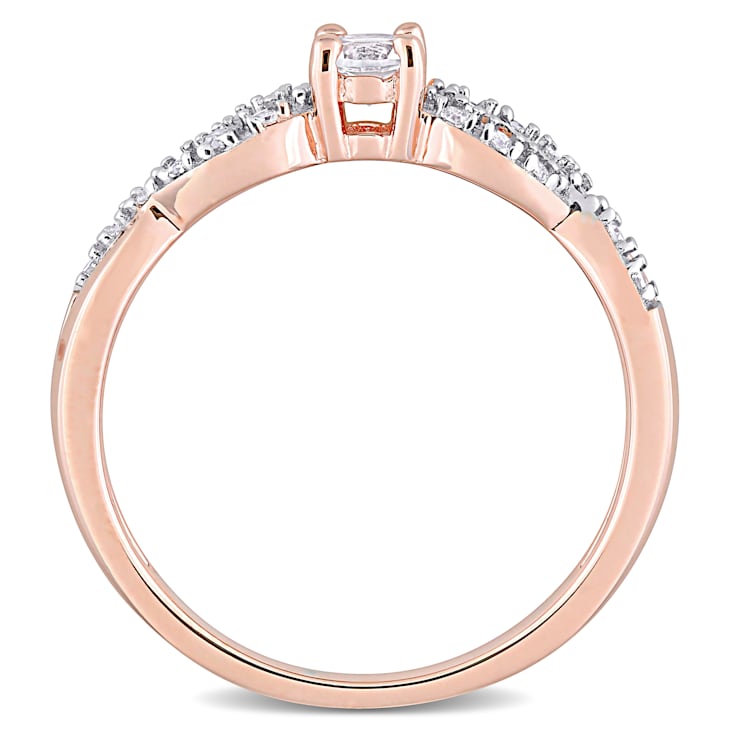1/4 CT TGW Created White Sapphire and 1/10 CT TW Diamond Infinity Ring
Rose Plated Sterling Silver