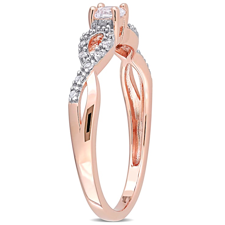 1/4 CT TGW Created White Sapphire and 1/10 CT TW Diamond Infinity Ring
Rose Plated Sterling Silver