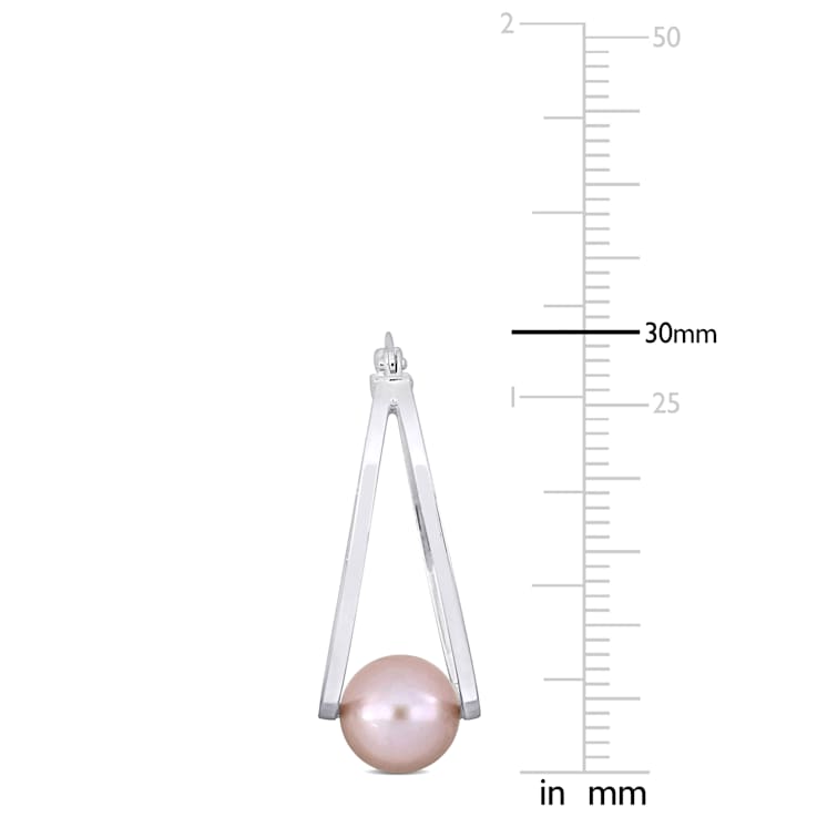 8-8.5 MM Pink Freshwater Cultured Pearl Earrings in Sterling Silver