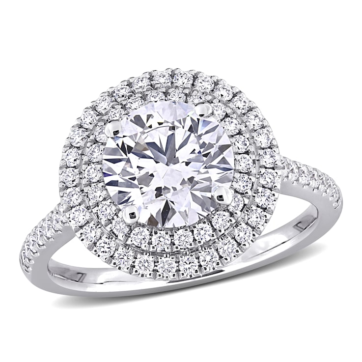 2 1/2 CT TW Lab-Grown Diamond Double Halo Ring in 14K White Gold