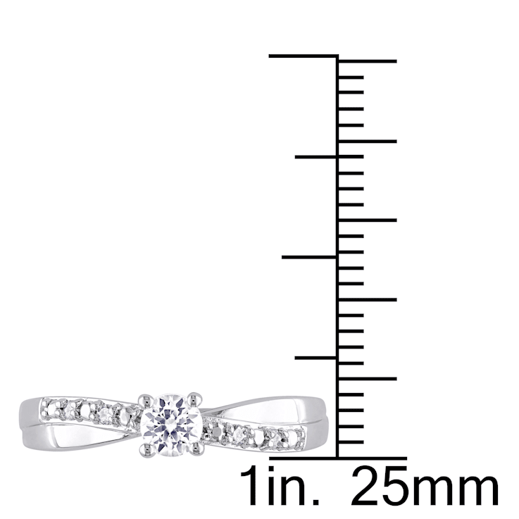 1/3 CT TGW Created White Sapphire and Diamond  Accent Crossover Ring in
Sterling Silver