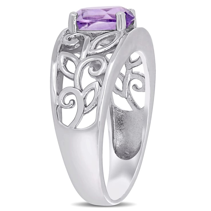 1 CT TGW Amethyst Filigree Ring in Sterling Silver