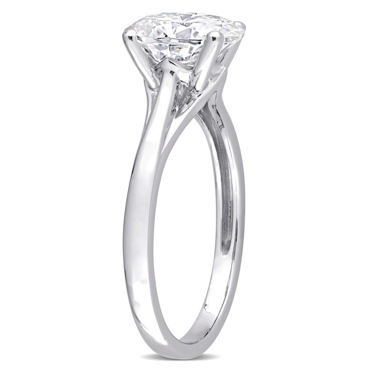 2 CT DEW Moissanite Solitaire Engagement Ring in 10K White Gold