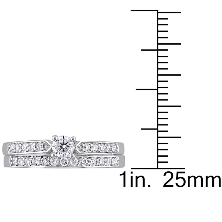 1/2 CT TW Diamond Channel Set Bridal Set in Sterling Silver
