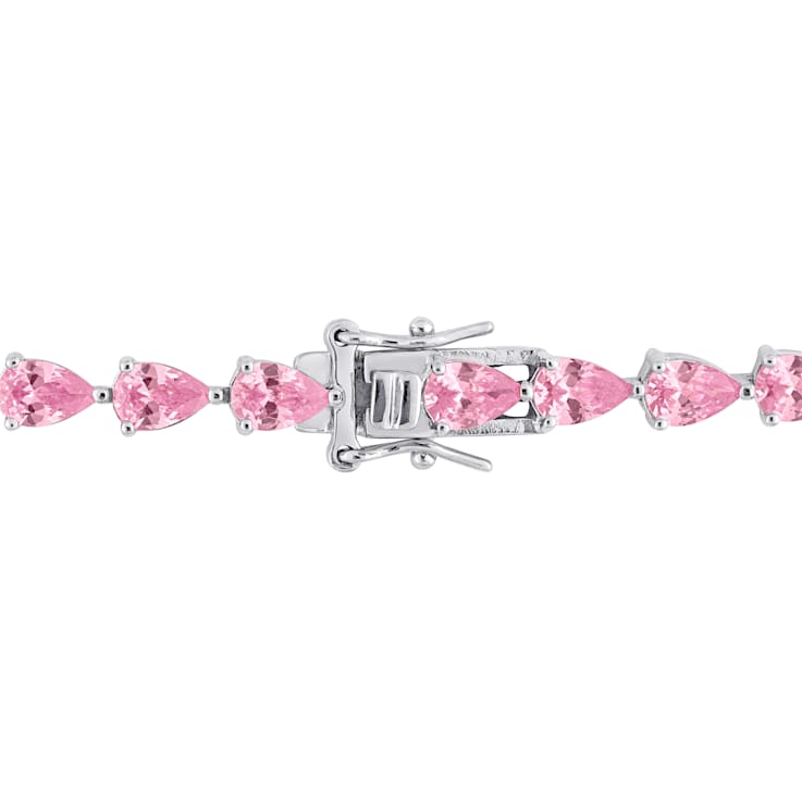 13 1/2 CT TGW Created Pink Sapphire Classic Tennis Bracelet in Sterling Silver