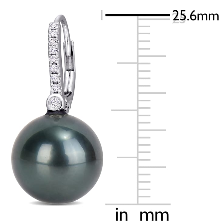 11-12MM Tahitian Cultured Pearl and 1/8 CT TW Diamond Earrings in 10K
White Gold