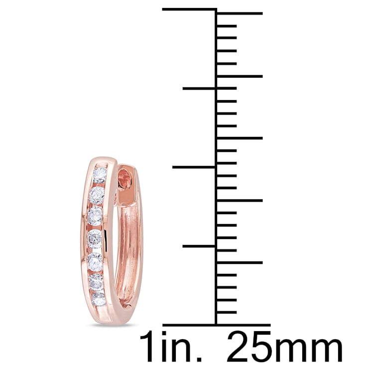 1/4 CT TW Diamond Hoop Earrings in 10k Rose Gold