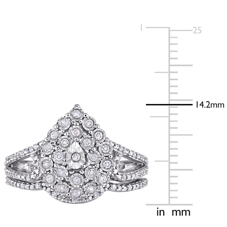 1/4 CT TW Diamond Vintage Ring Set Set in Sterling Silver