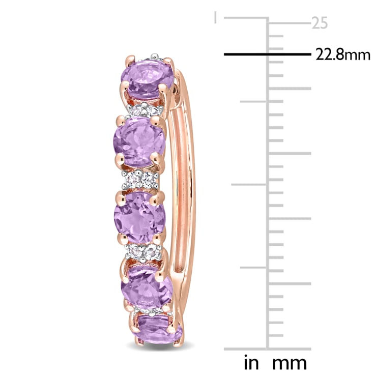 2 1/2 CT TGW Amethyst and White Topaz Hoop Earrings in Rose Plated
Sterling Silver