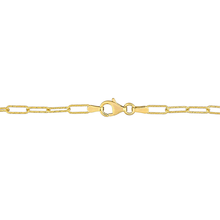 Fancy Paperclip Chain Necklace in Yellow Plated Sterling Silver
