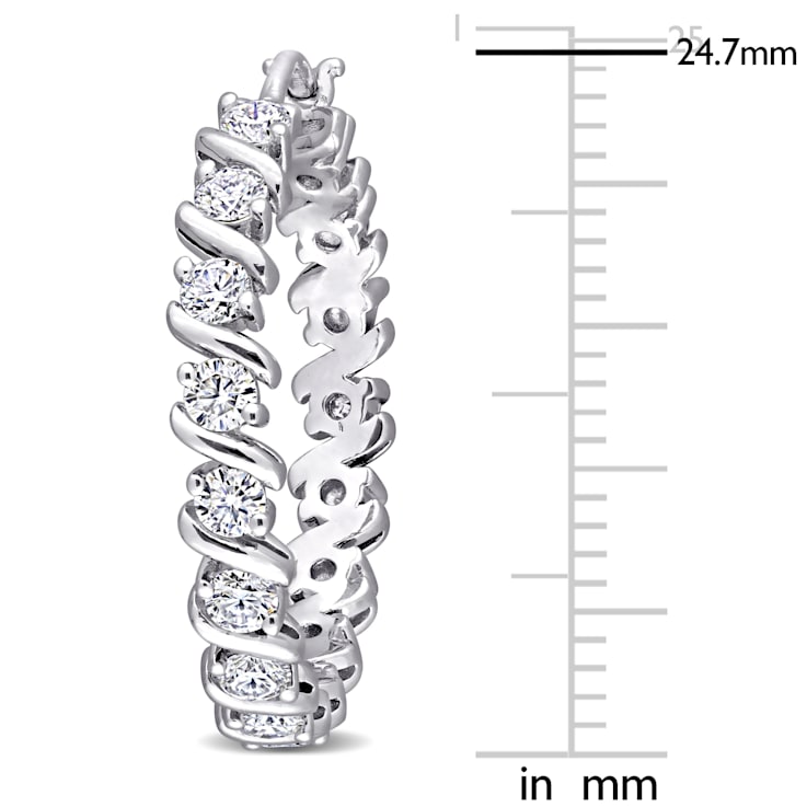 1 1/4 CT DEW Created Moissanite Hoop Earrings in Sterling Silver