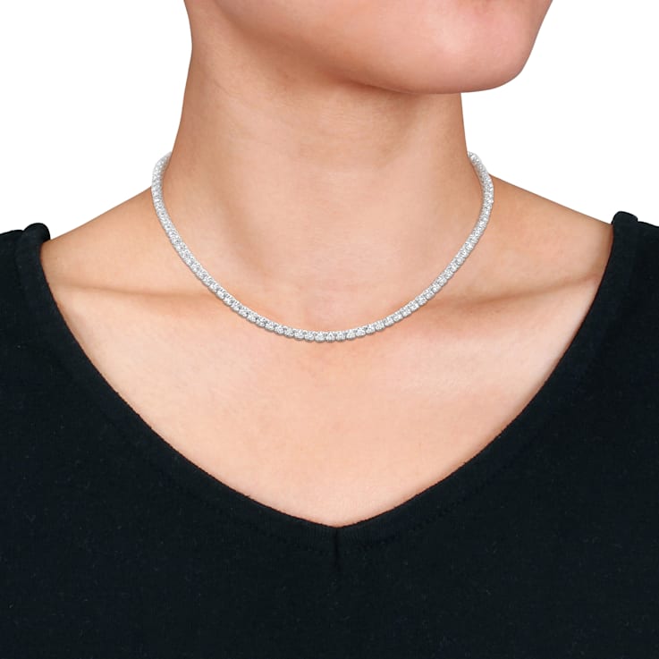 7ctw Lab-Grown Diamond Tennis Necklace in 14K White Gold