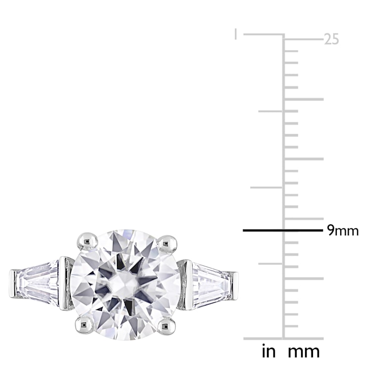 3 CT TGW Created Moissanite 3-Stone Ring in Sterling Silver