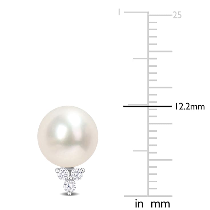 8-8.5 MM Freshwater Cultured Pearl and 1/8 CT TW Diamond Stud Earrings
in Sterling Silver