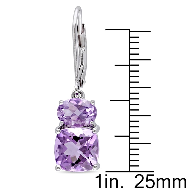 5 CT TGW Amethyst and Rose De France Earrings in Sterling Silver