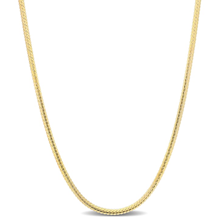 2MM Herringbone Chain Necklace in Yellow Plated Sterling Silver