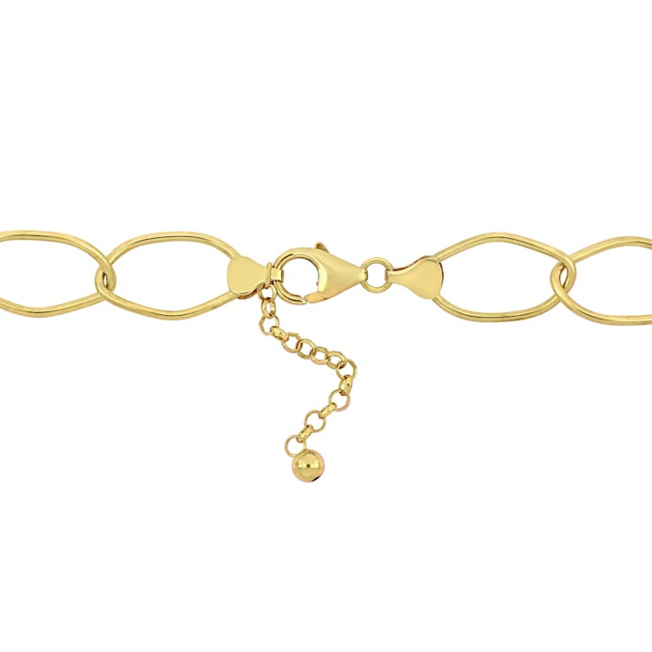 14-20 MM Pink Freshwater Cultured Pearl Oval Link Necklace in 18K Yellow
Gold Over Sterling Silver