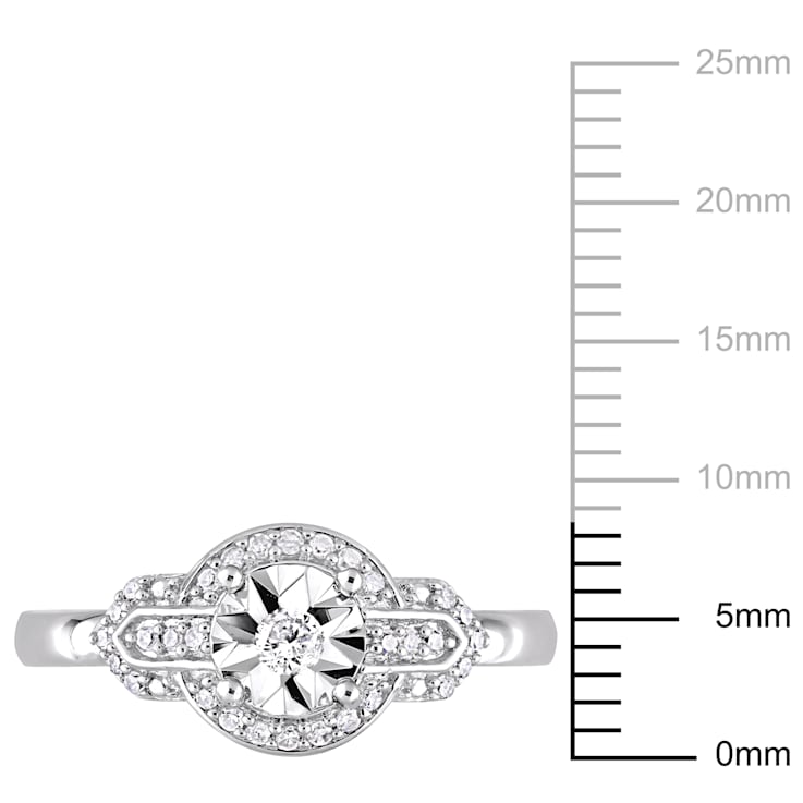 1/6 CT TW Diamond Halo Ring Promise in Sterling Silver
