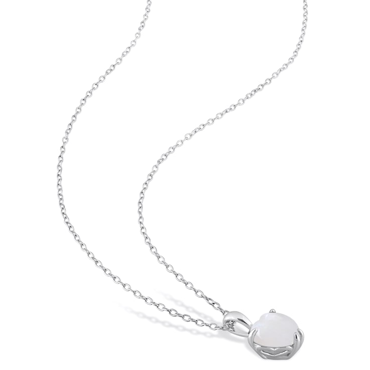 2-Pcs Set of 3 5/8 CT TGW Opal Solitaire Earrings and Pendant with Chain
in Sterling Silver